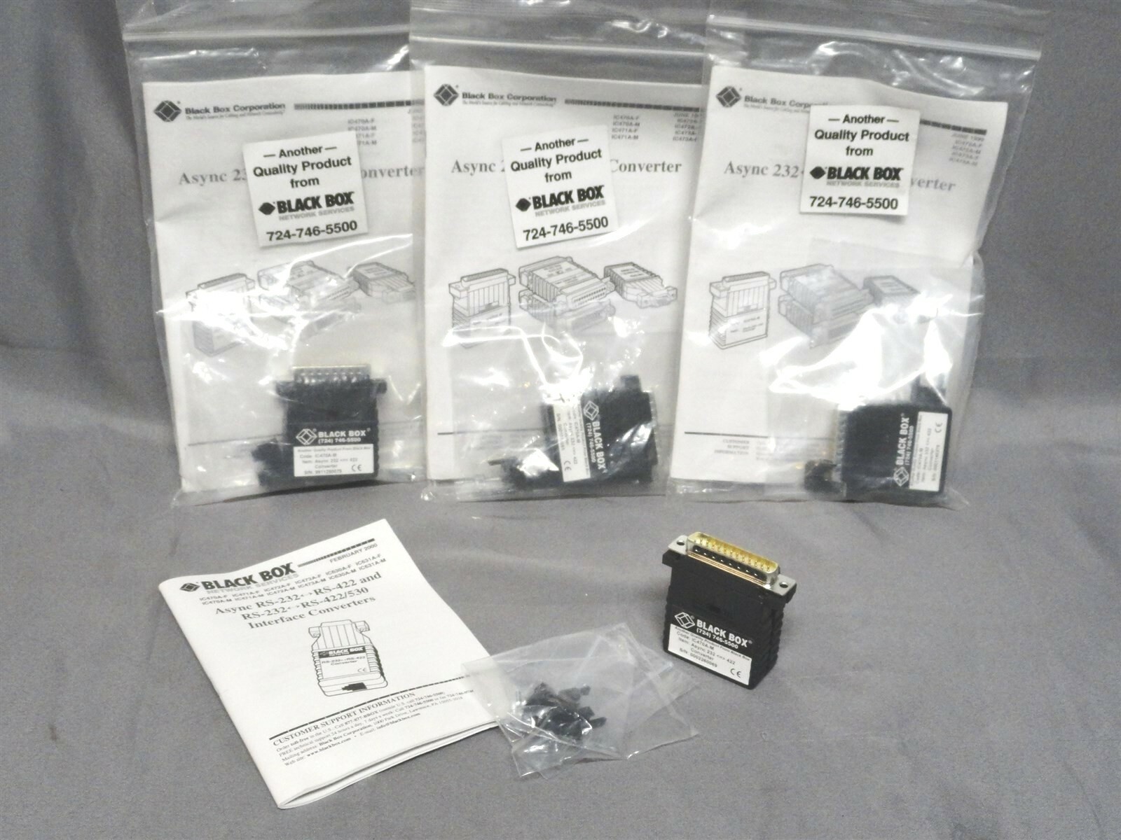 (4pcs.) BLACK BOX - ASYNC CONVERTER TRANSCEIVER - MODEL IC470A-M - NOS
