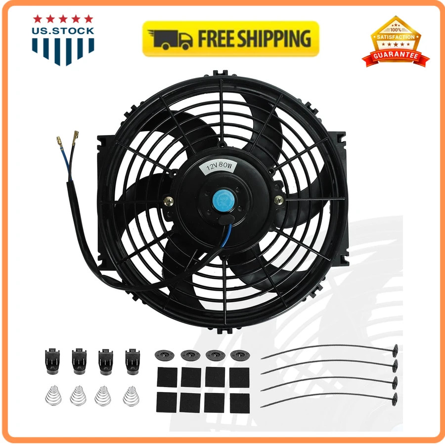 10 Inch Slim Electric Radiator Cooling Fan 12V Push Pull with Mount Kit Unive...