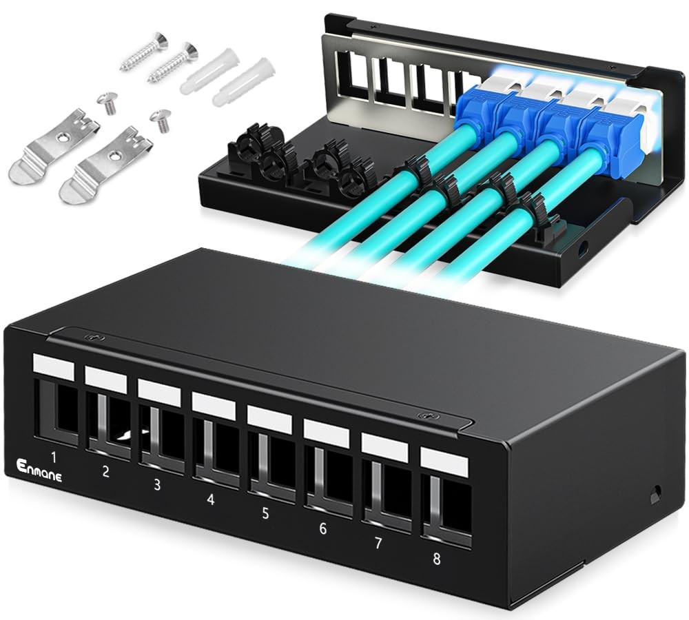 Patch Panel 8 Port Blank Keystone Patch Panel STP&UTP Compatible with LC/SC/S...
