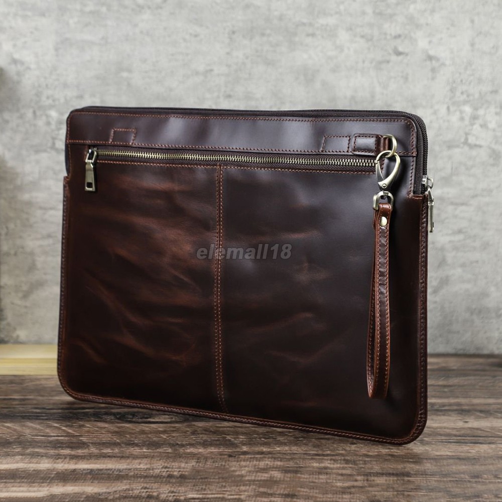 Genuine Leather Laptop Bag For Macbook Pro M4 M3 Lenovo HP 16 inch Sleeve Case