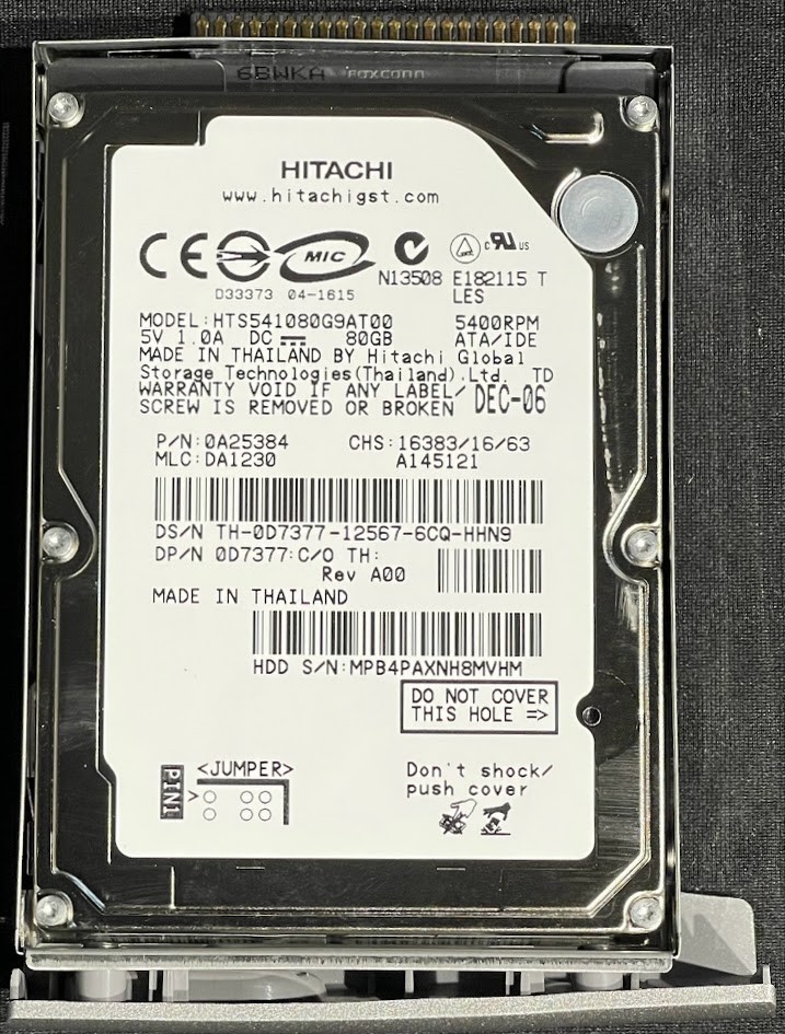 Hitachi 80GB 2.5" 5400RPM IDE Hard Drive / HTS541080G9AT00 / D7377 / G3995