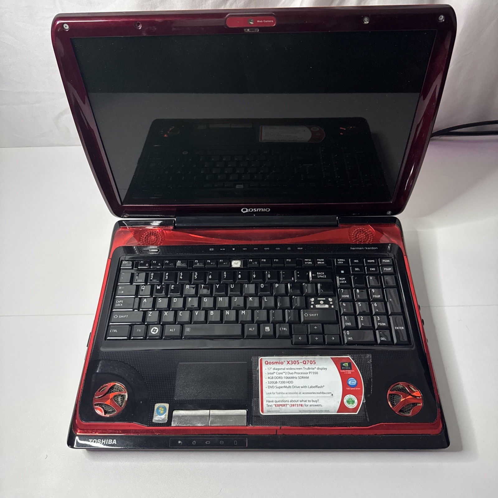 Toshiba Qosmio X305-Q705 17" Tested Working No Battery GTX 9700M Rare