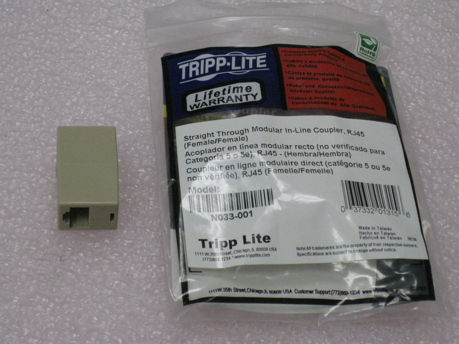 NEW Genuine TRIPP LITE N033-001 STRAIGHT THRU MODULAR COUPLER