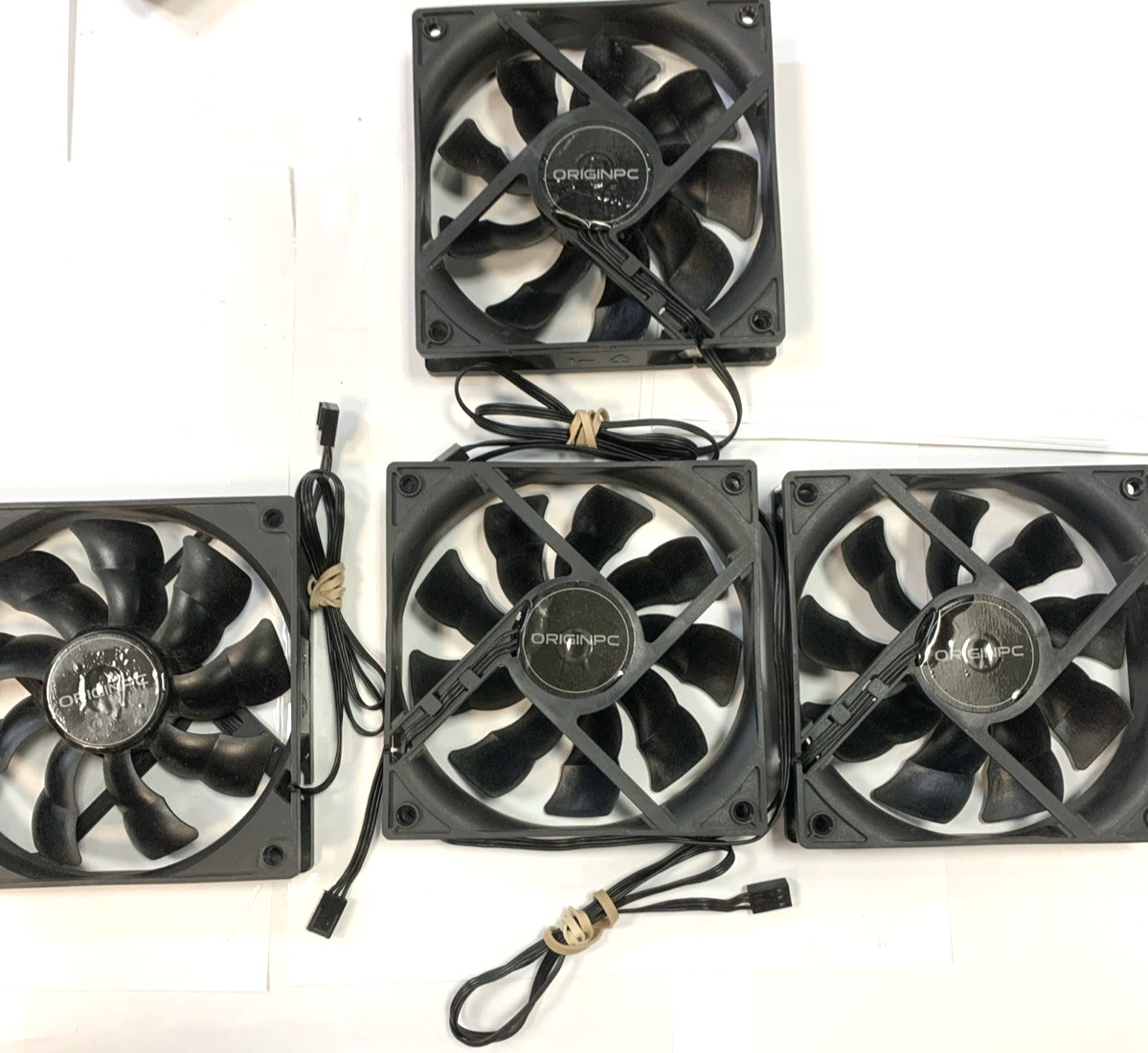 LOT of 4 x OriginPC 120MM Case 3-Pin 9 Fin Stepped Design Fan