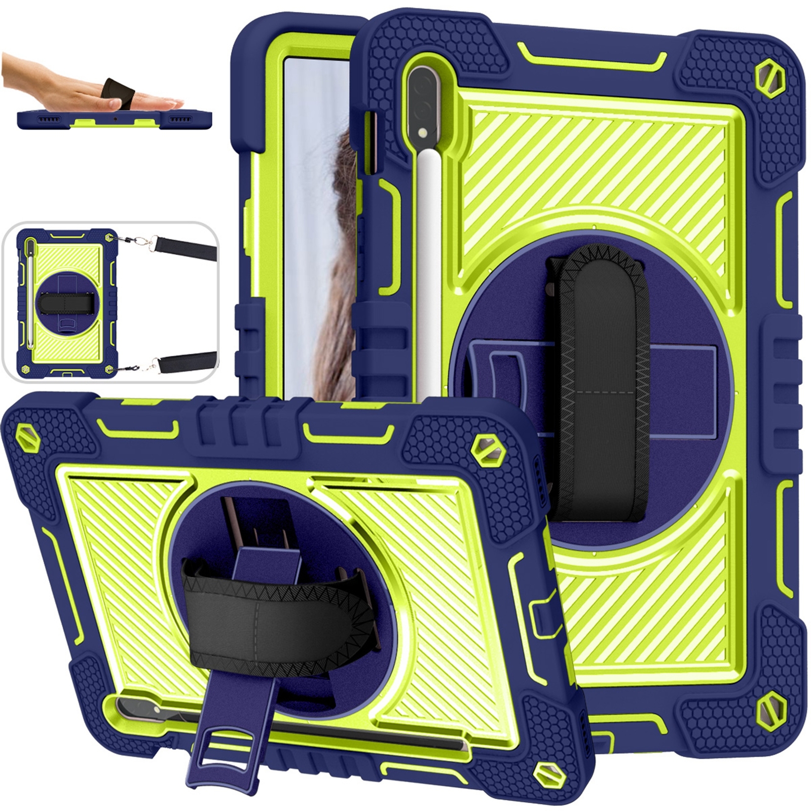 For Samsung Galaxy Tab S10 FE+/S9 FE/Tab A Heavy Duty Shockproof Case with Strap