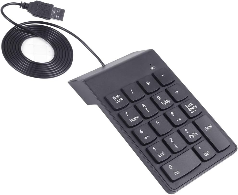 USB Numeric Keypad 18 Key Number Pad Ergonomic Silent Wired for Laptop PC