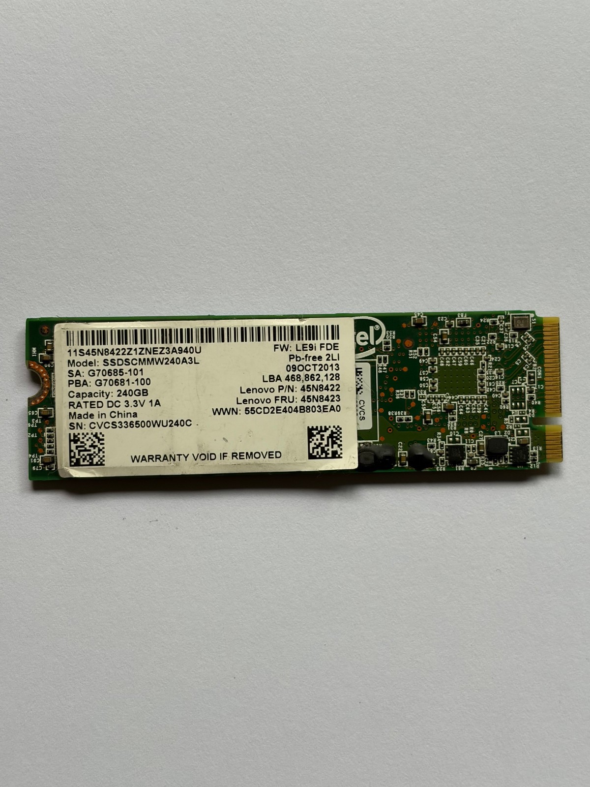 Intel SSDSCMMW240A3L 240GB M.2 SSD For Thinkpad X1 Carbon Laptop