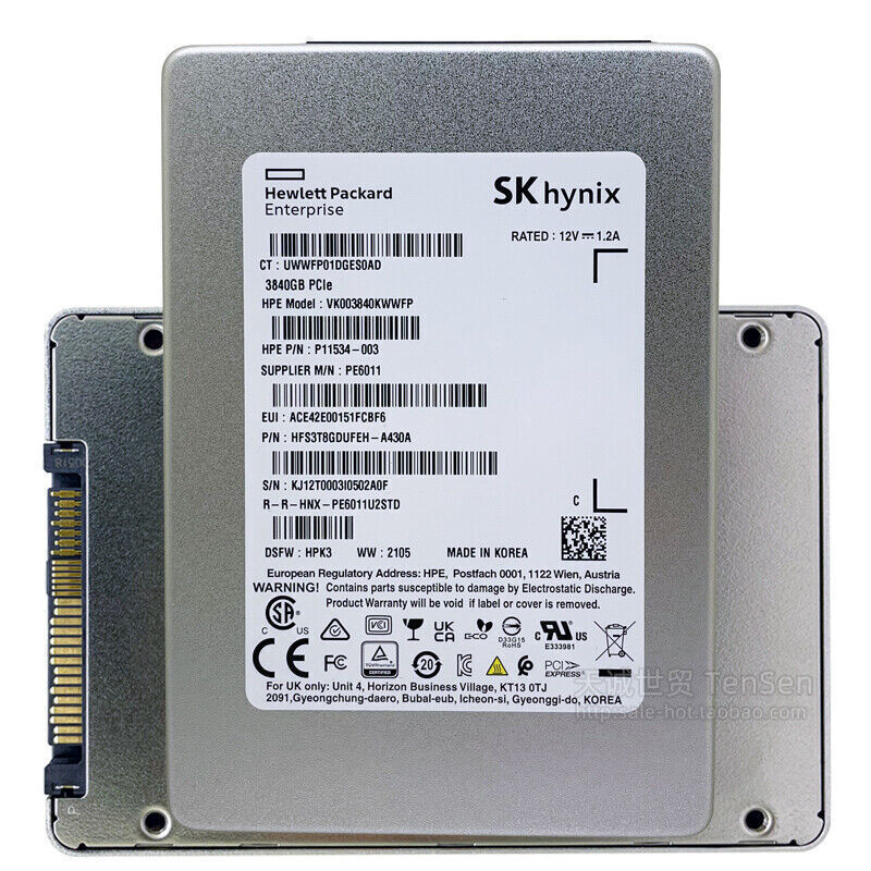 3.84TB SSD SK hynix PE6011 U2 PCIe VK003840KWWFP HPK3 PE6011U2STD HFS3T8GDUFEH-