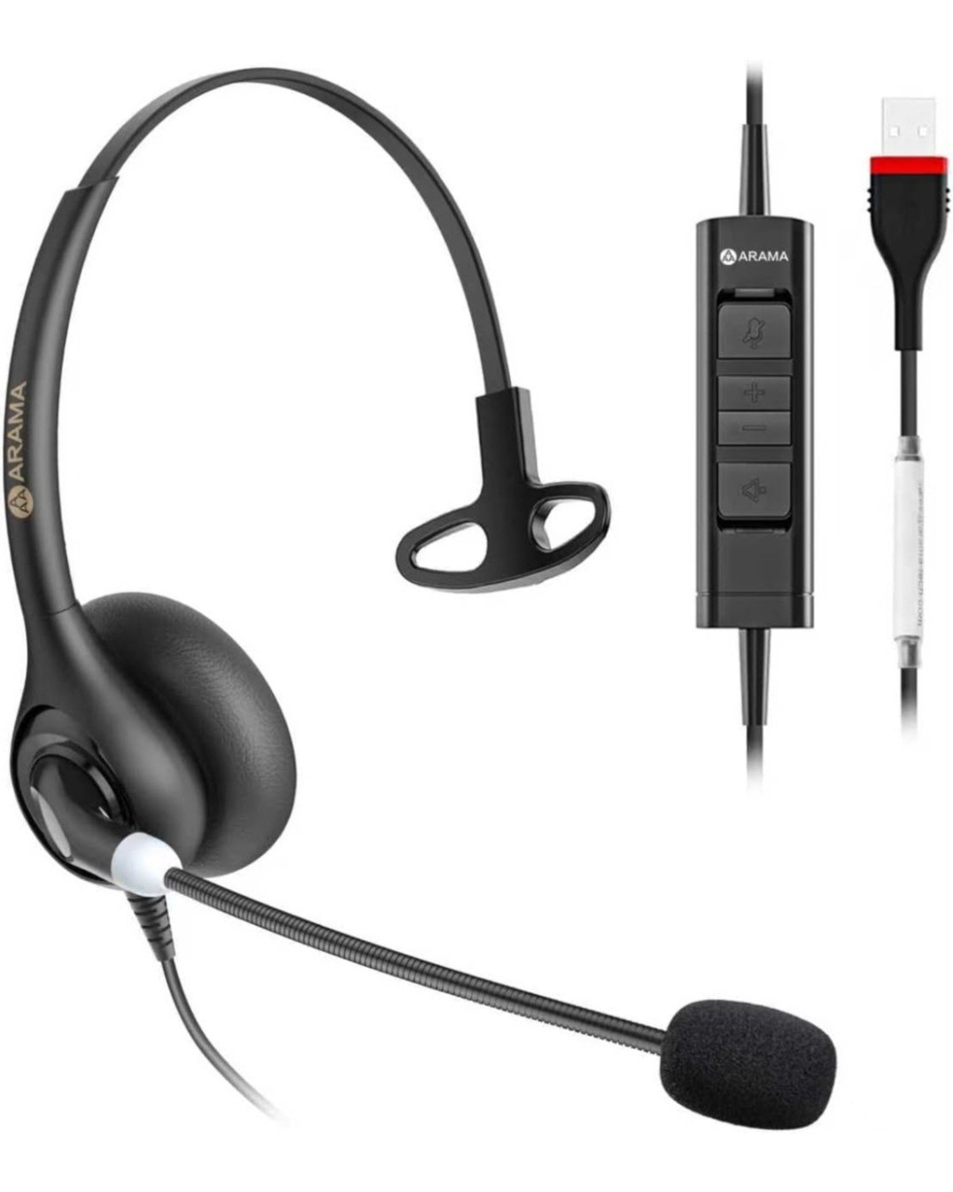 Arama USB Headset with Microphone for PC Noise Cancelling