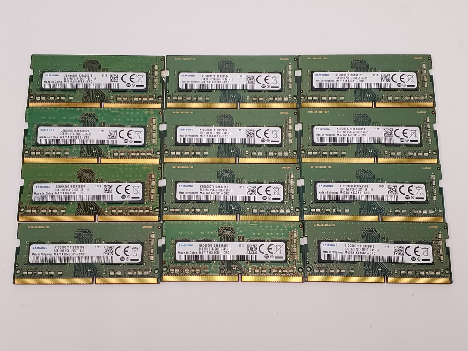 Lot of 9 SAMSUNG 8GB 1Rx8 PC4-2400T SO-DIMM RAM Memory (M471A1K43CB1-CRC)