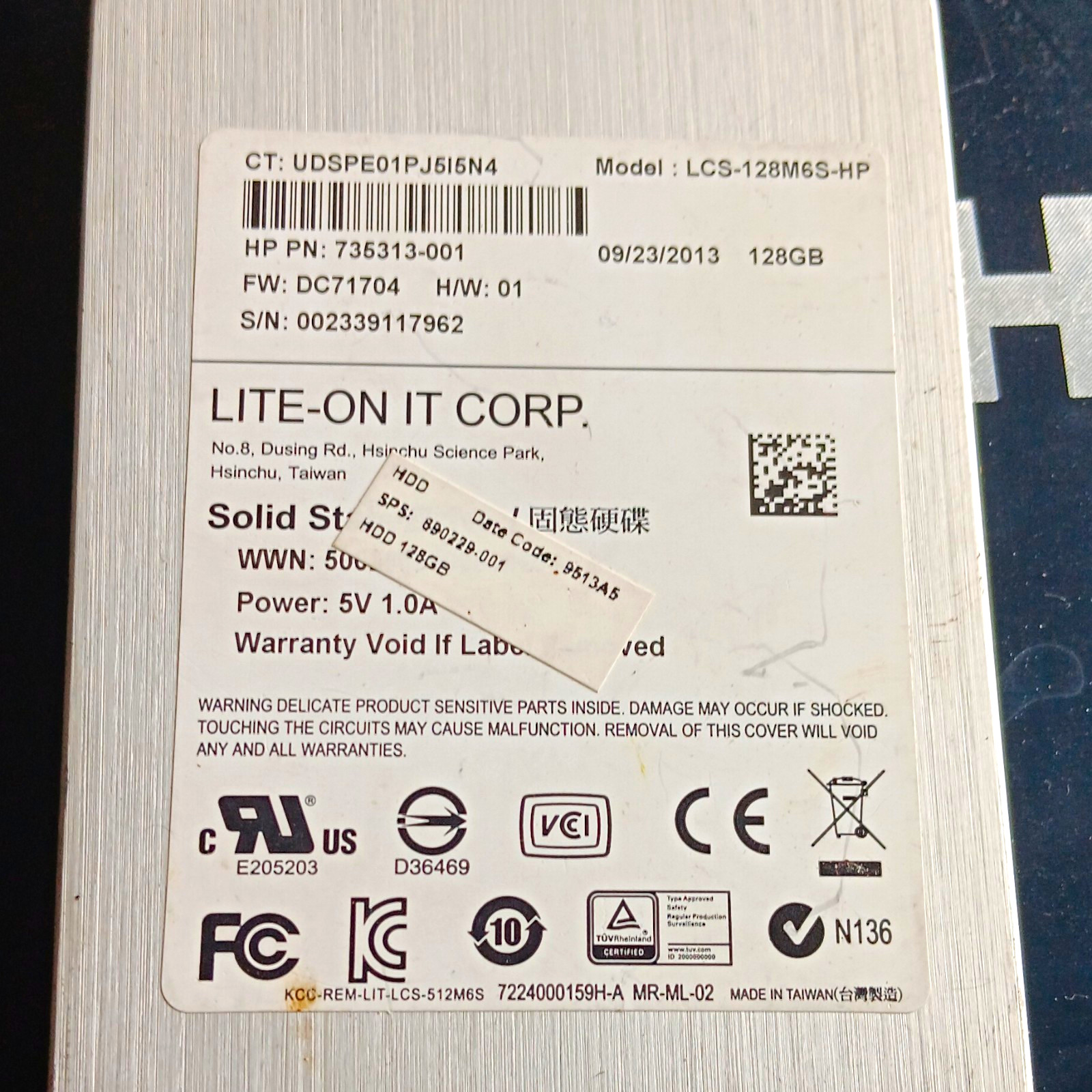 Lite-On 128GB Internal SSD 2.5" SATA III LCS-128M6S-HP HP 735313-001