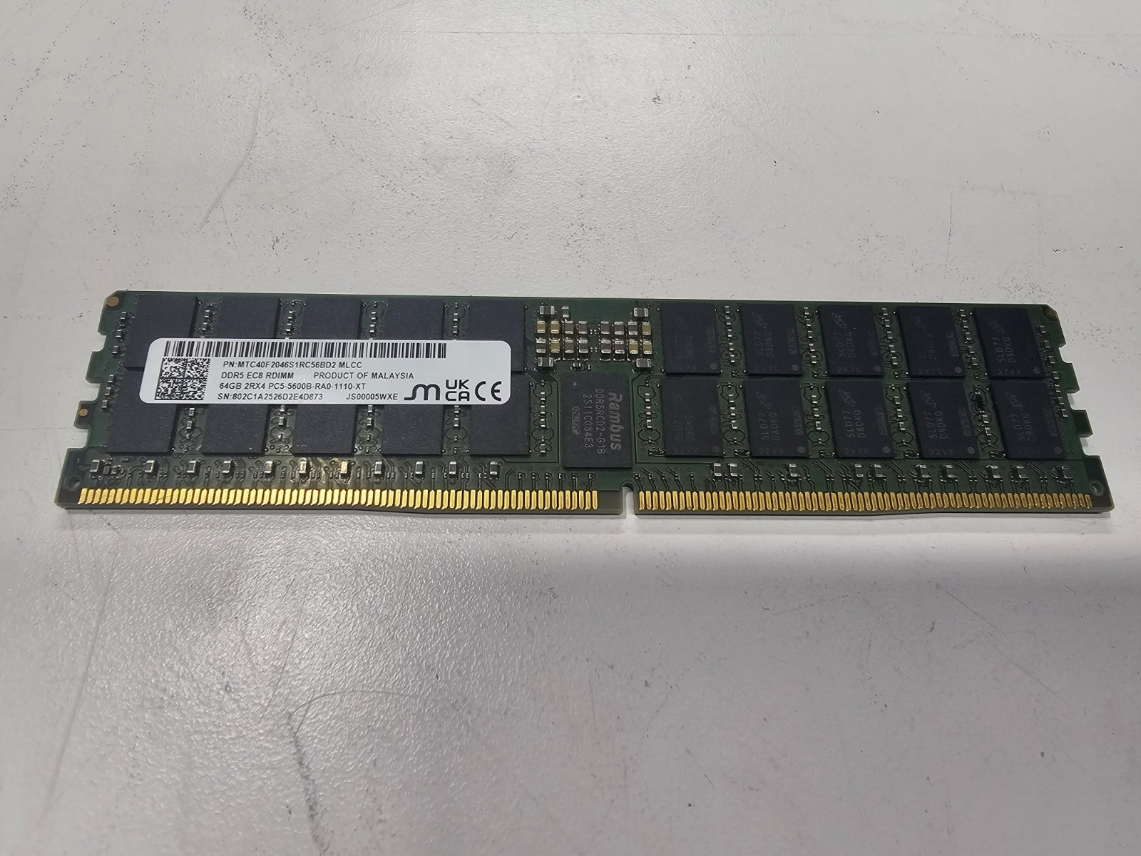 MTC40F2046S1RC56BD2 Micron 64GB 2RX4 PC5-5600B RDIMM Memory (FAILED)