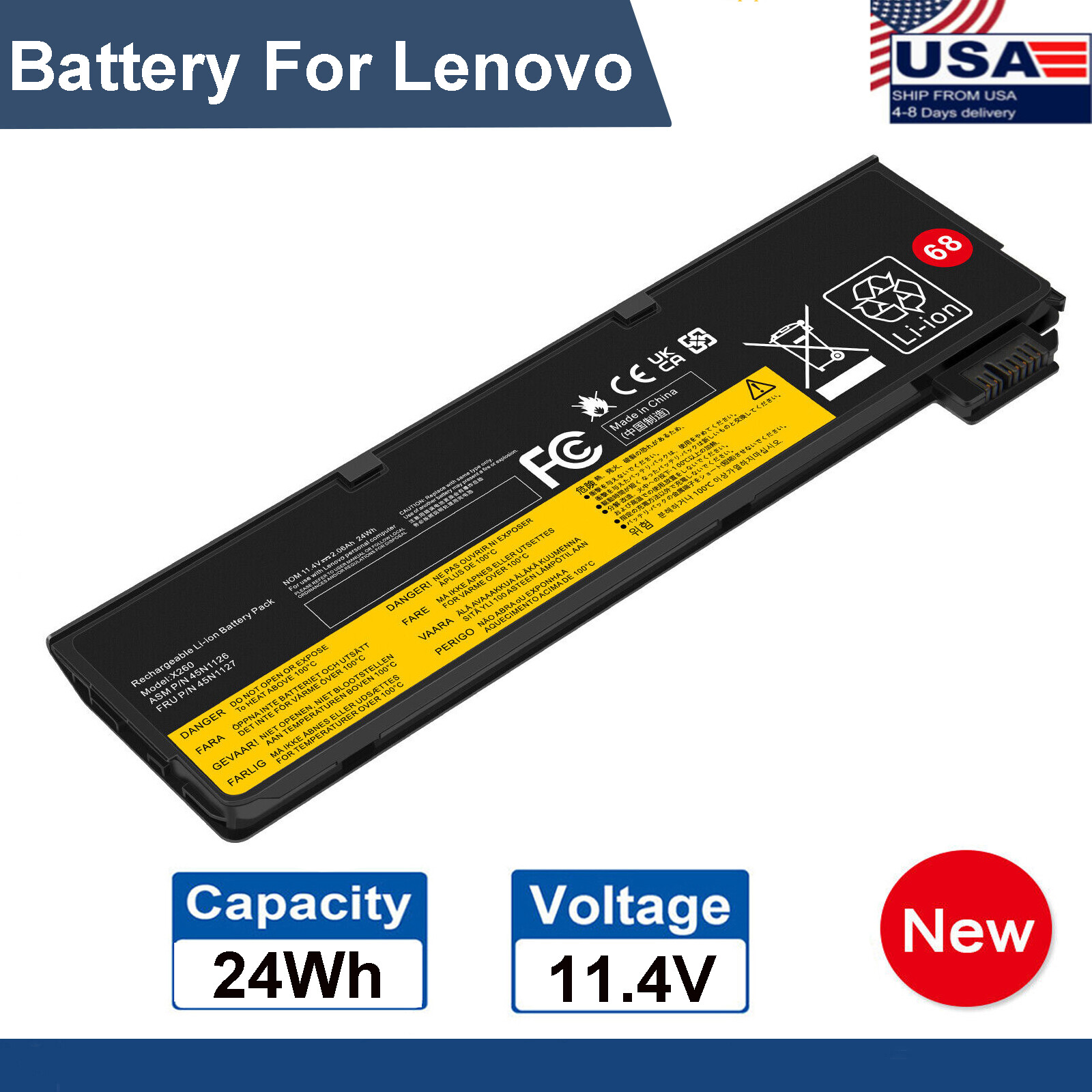 💖LOT 68 Battery For Lenovo L450 L460 L470 T440s T440 T450 T450s T460 T550 T560