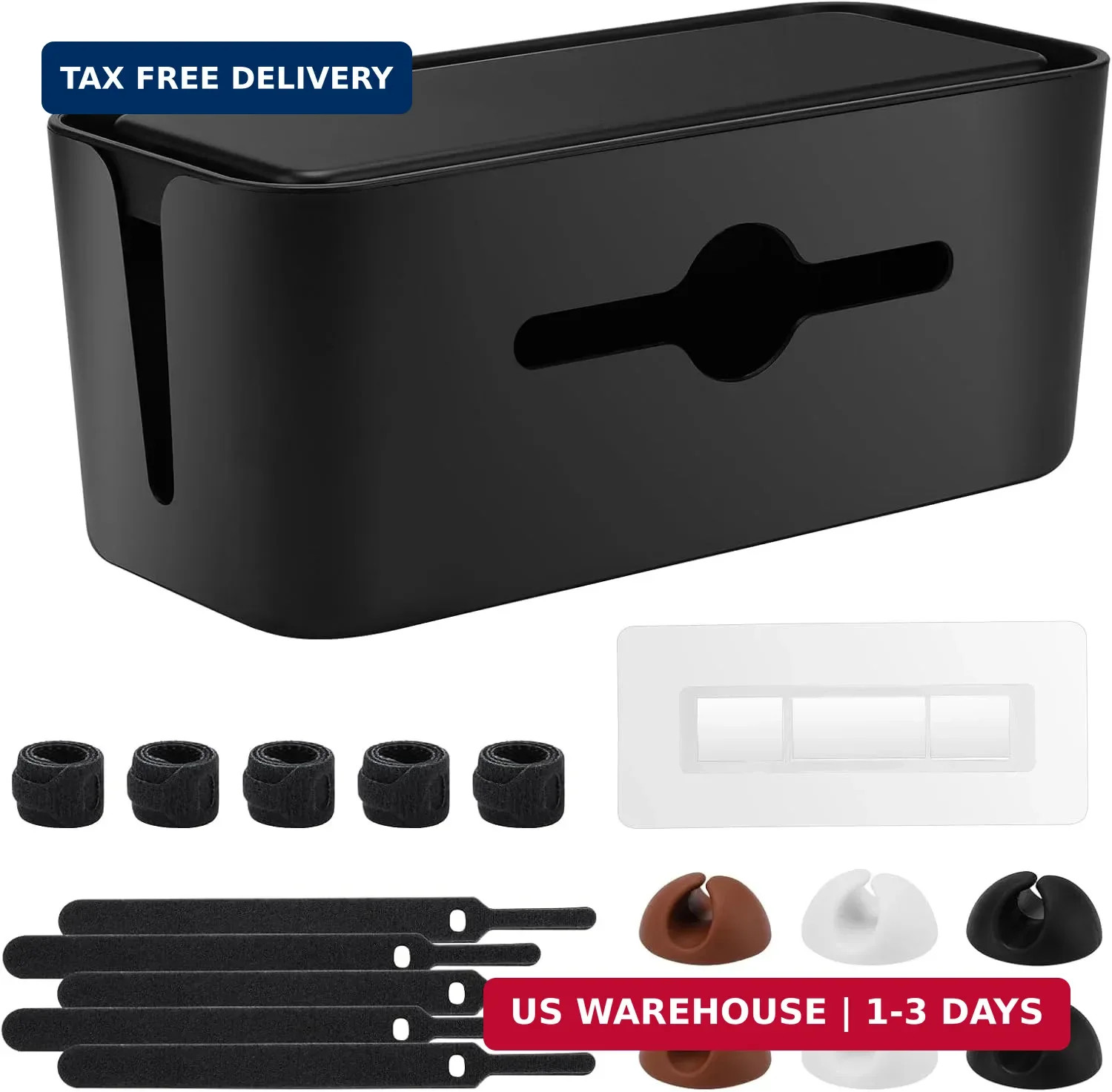 Cable Management Box,Cord Organizer for Home Office Cable Wire Hide,Black | Box
