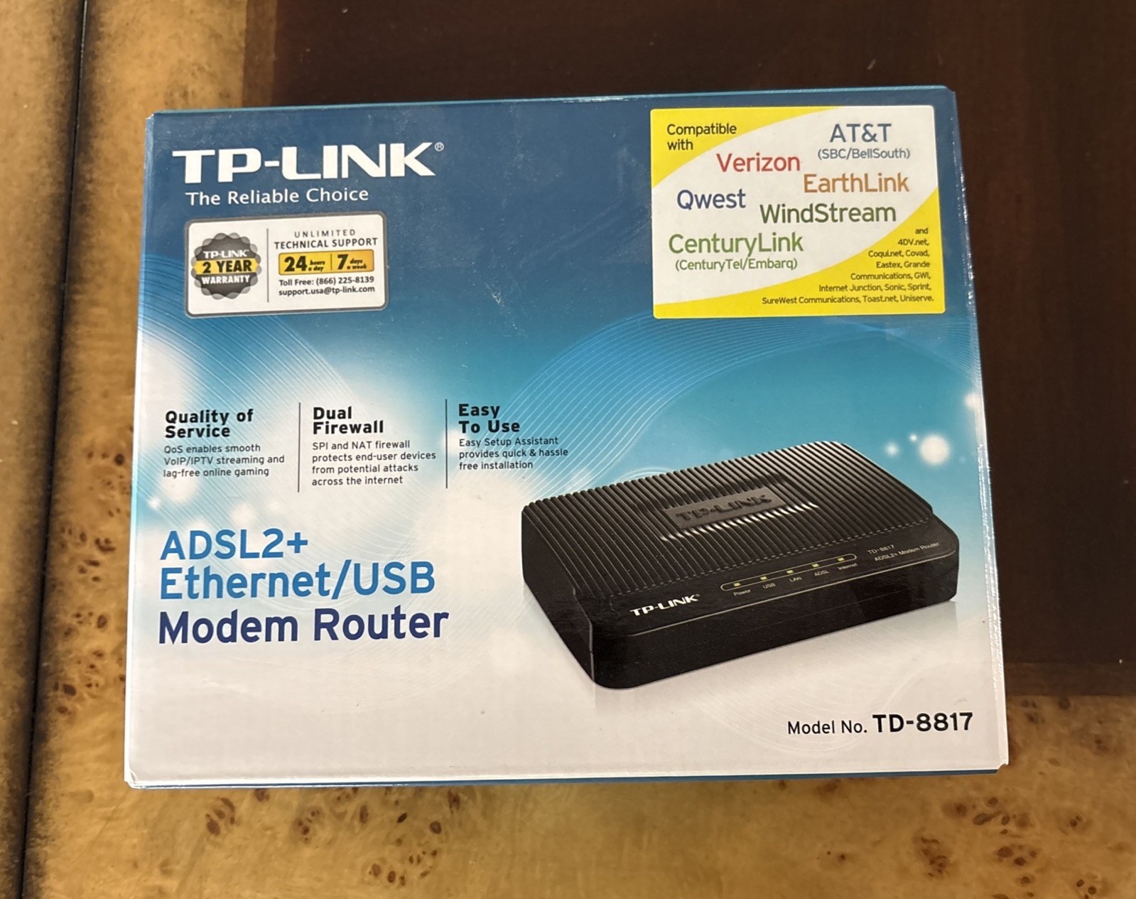 TP-LINK TD-8817 ADSL2+ Modem Router Ethernet USB Dual Firewall