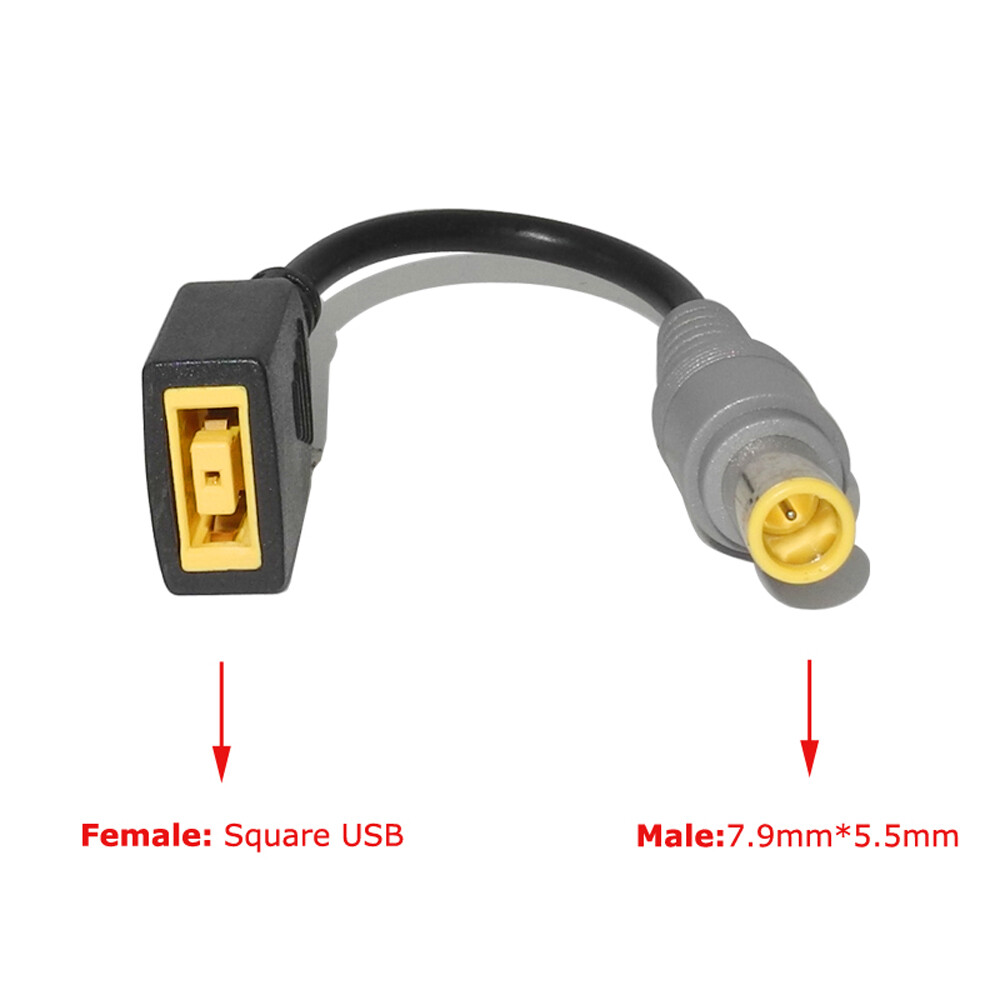 Slim Square Female to 7.9*5.5mm Laptop Adapter DC Tip Converter Cable for Lenovo