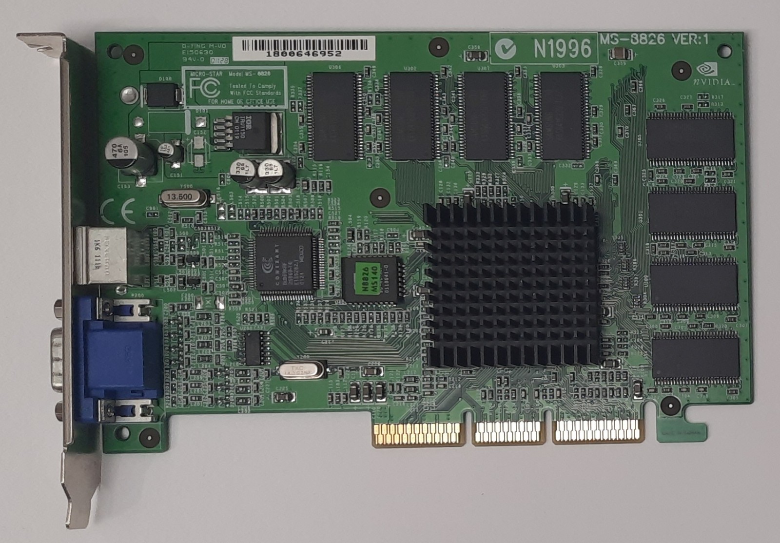 MSI MS-8826 AGP Graphics Card (Nvidia GeForce2 MX400, 64MB, Retro, 2001)