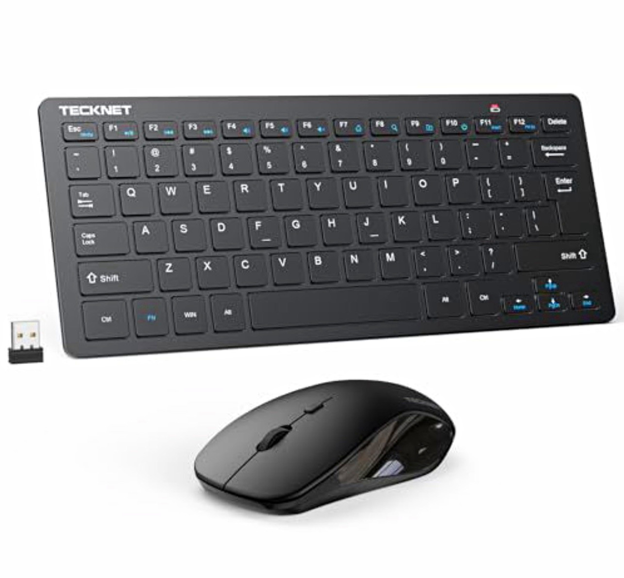 TECKNET TK-KM008 Ultra-Slim Wireless USB Keyboard Mouse Combo QWERTY EN Black