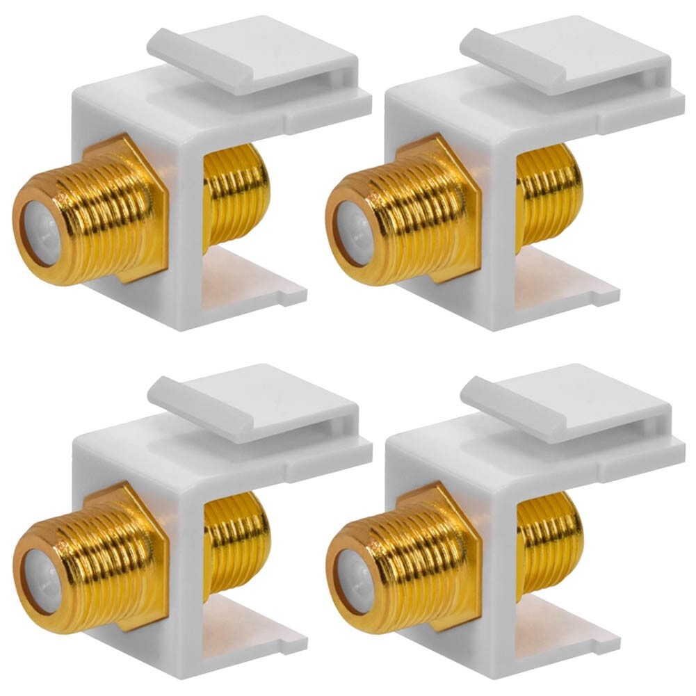 4 Pcs F Type Keystone Jack Coupler Coax Coaxial Cable Snap In Insert White