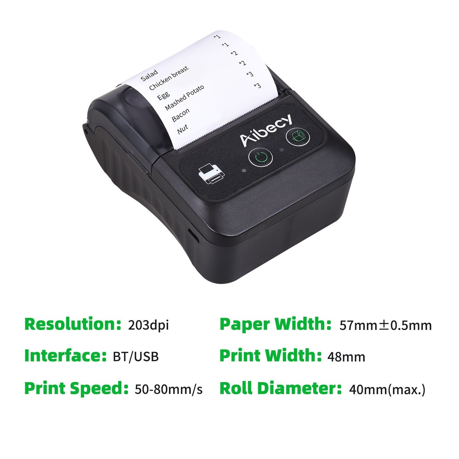 Portable Thermal Label Printer Wireless 2in Bluetooth Label Maker BT 58mm Parts