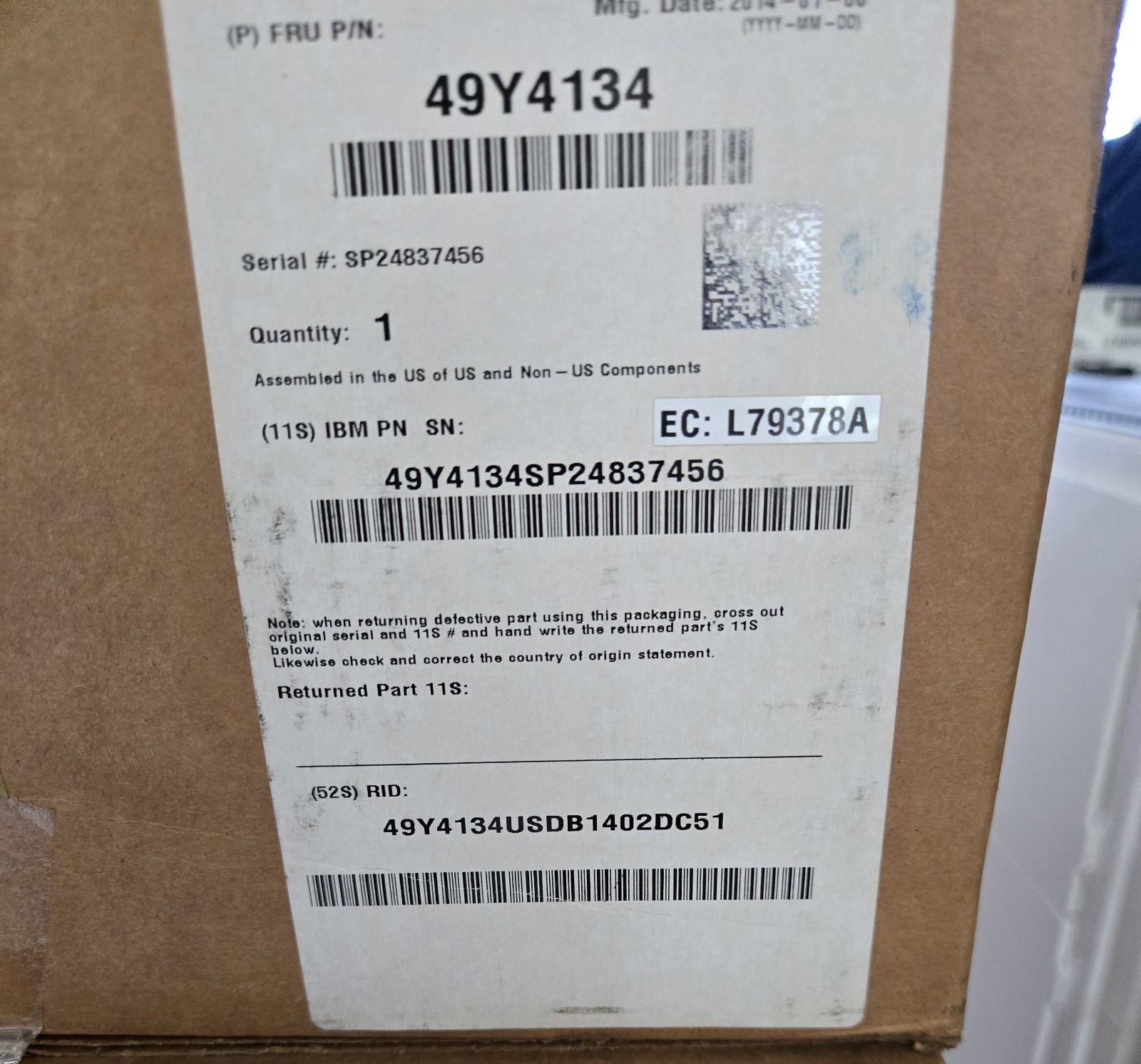 IBM 49Y4134 RAID CONTROLLER  DS5100/DS5300 MODEL 51A.  ORIGINAL PACKAGING 