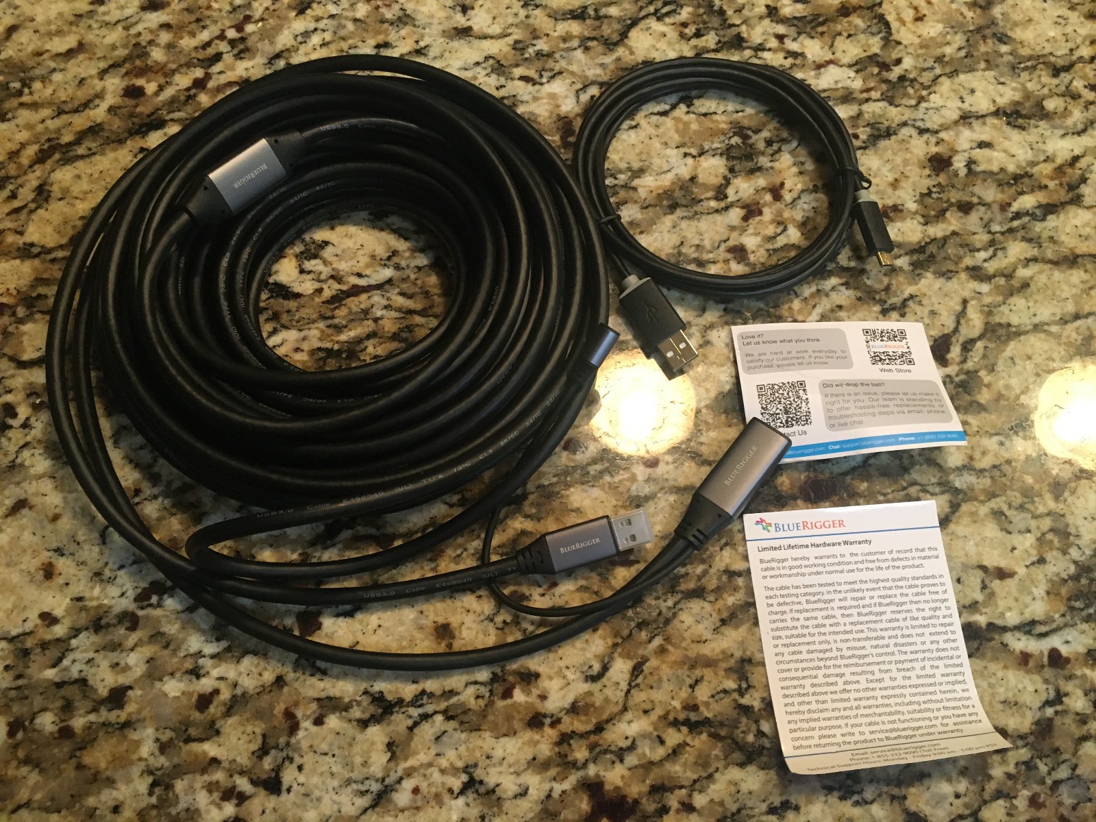 BlueRigger USB 3.0 Cable (50FT, Active, 5 Gbps, CL3 Rated, Type A Male to Female