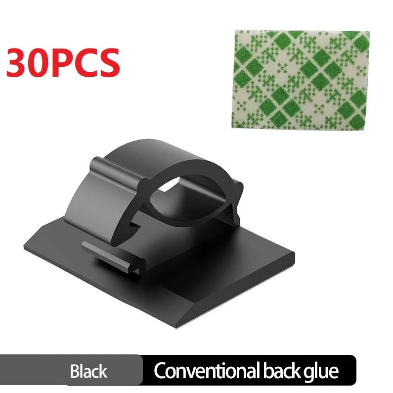 30pcs Cable Organizer Clips Self Adhesive Cord Holder USB Wire Management Set