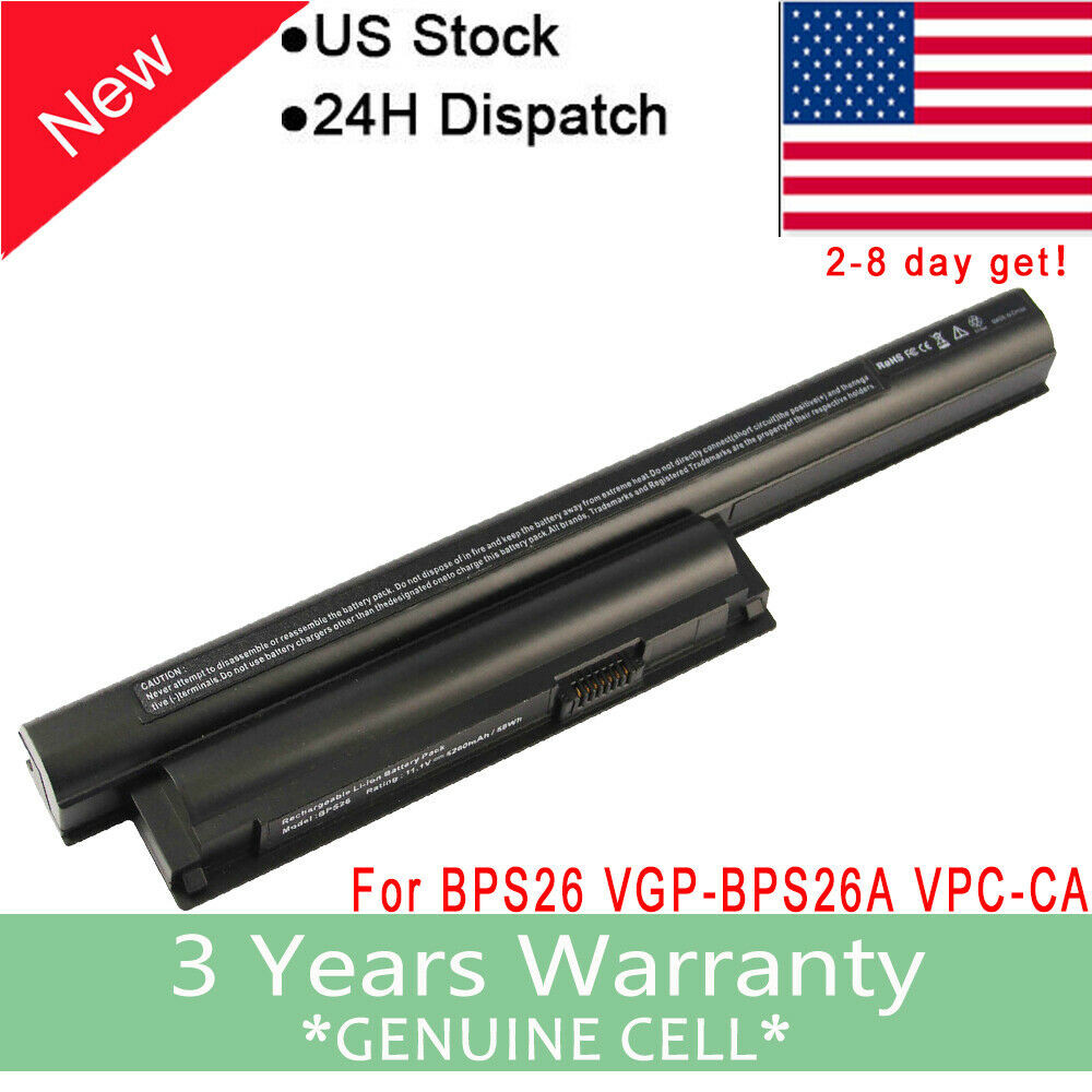 New BPS26 Battery for Sony VAIO VGP-BPS26 VGP-BPS26A VGP-BPL26 VPC-EH VPC-CA USA