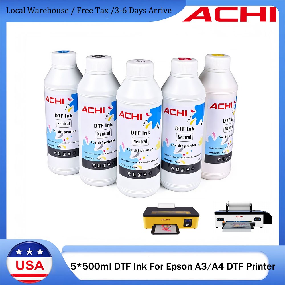 US Ship 5X500ml DTF Ink Supply For Epson DTF R1390/L1800 XP600 T-Shirt Printer