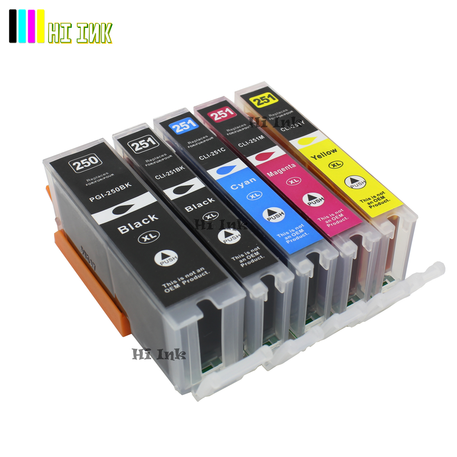 5PC PGI-250XL CLI-251XL Ink For Canon Pixma MG5420 MG5520 MG6320 MX722 MX922