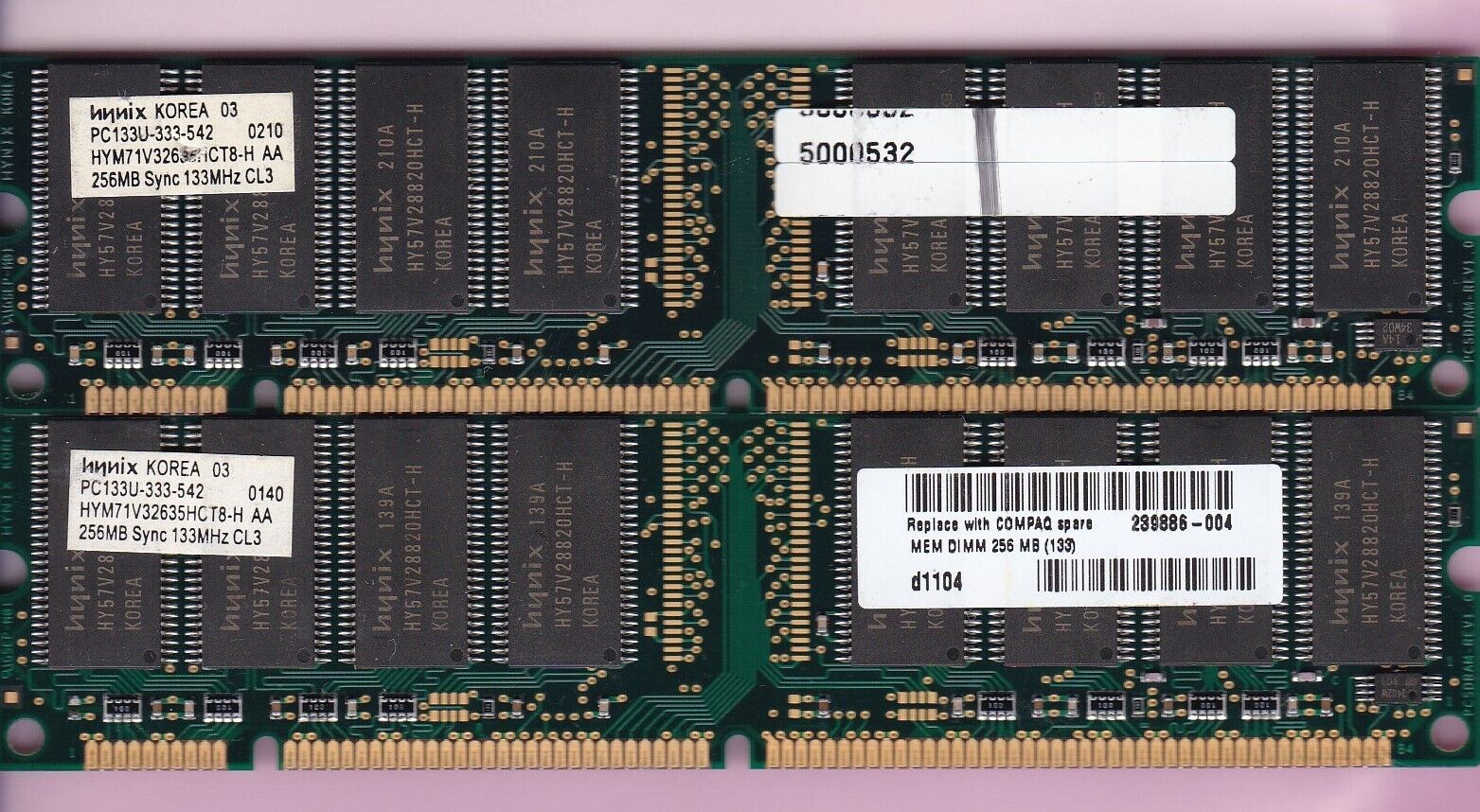 512MB 2x256MB PC-133 HYNIX HYM71V32635HCT8-H AA PC133 239886-004 SDR Memory Kit