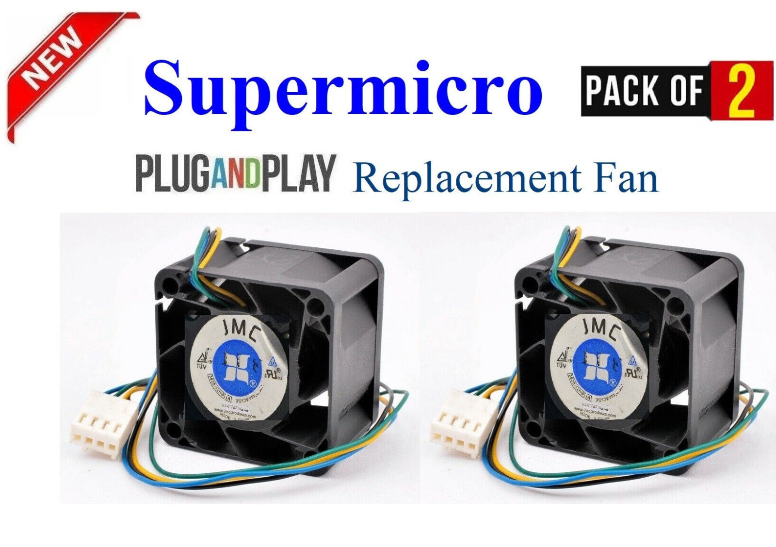 2x Replacement Fans for Supermicro FAN-0147L4 40x28mm 4-Pin PWM Axial Fan