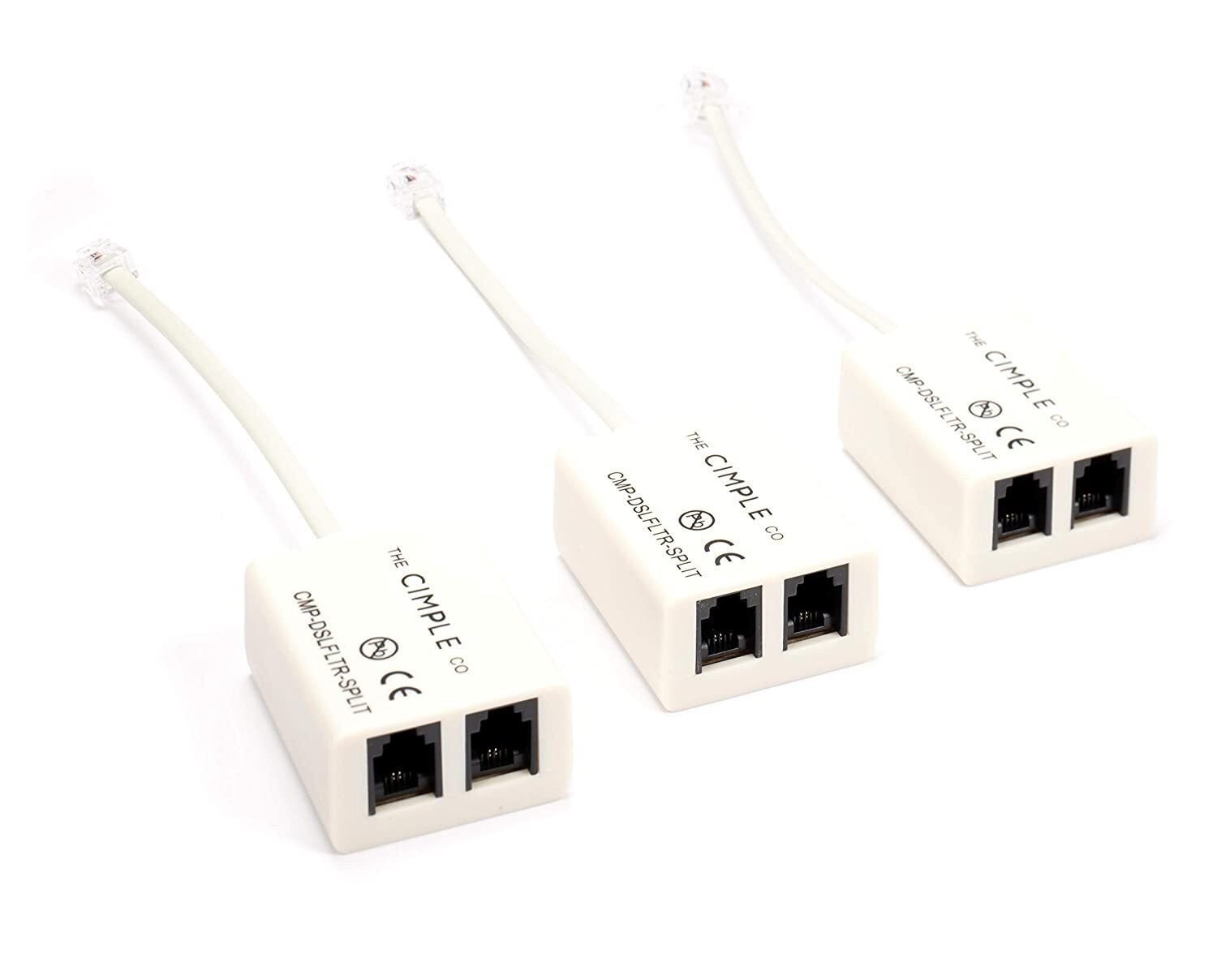 DSL Phone Line Filter - 3 Pack - Reduce Digital Noise with Splitter