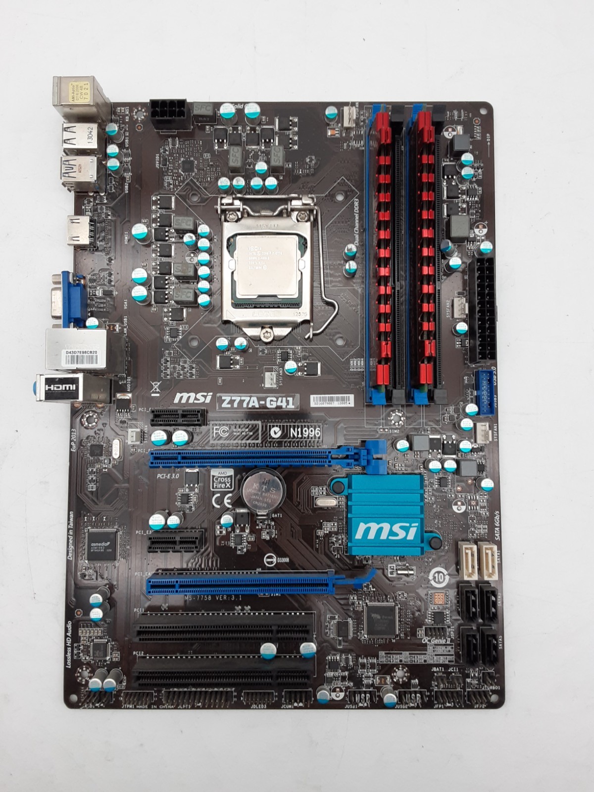 MSI Z77A-G41 ATX Motherboard w/i7-3770 CPU | 16GB RAM | No I/O Shield | Tested