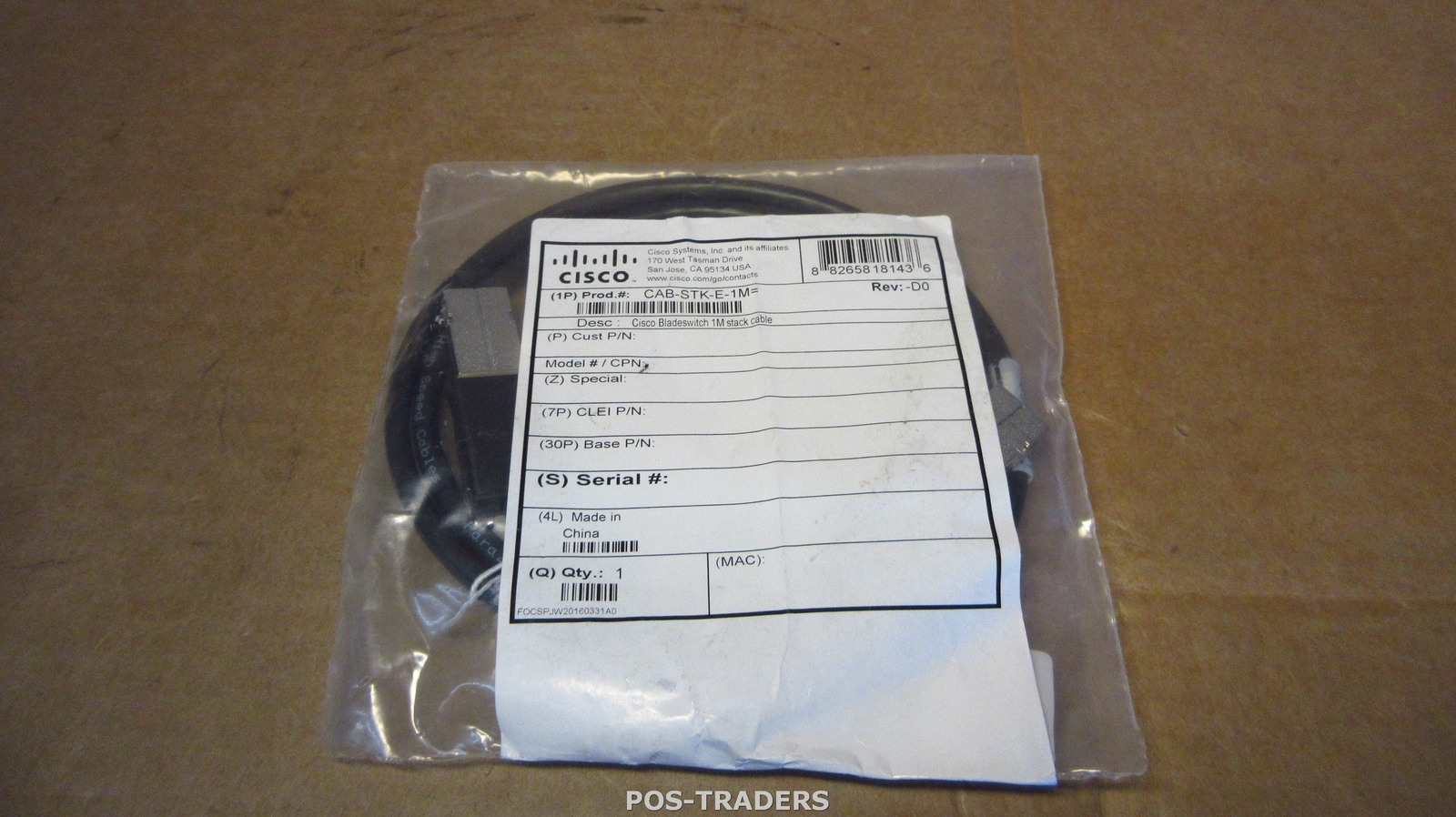 CISCO CAB-STE-E-1M 37-0890-01 - 1 Meter Stackwise Plus Stacking Cable - NEW NEW