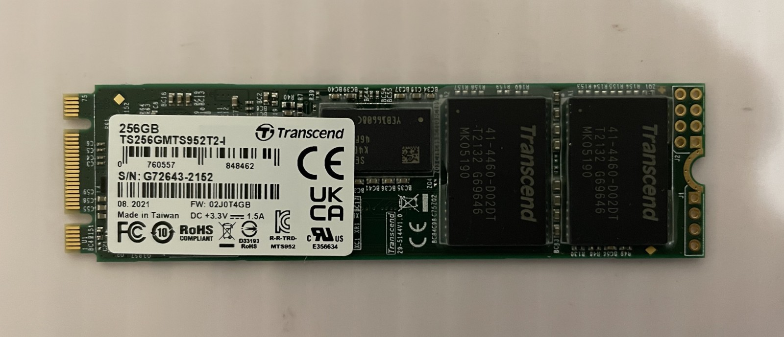 Transcend 256GB M.2 SSD Solid State Drive - 100% health
