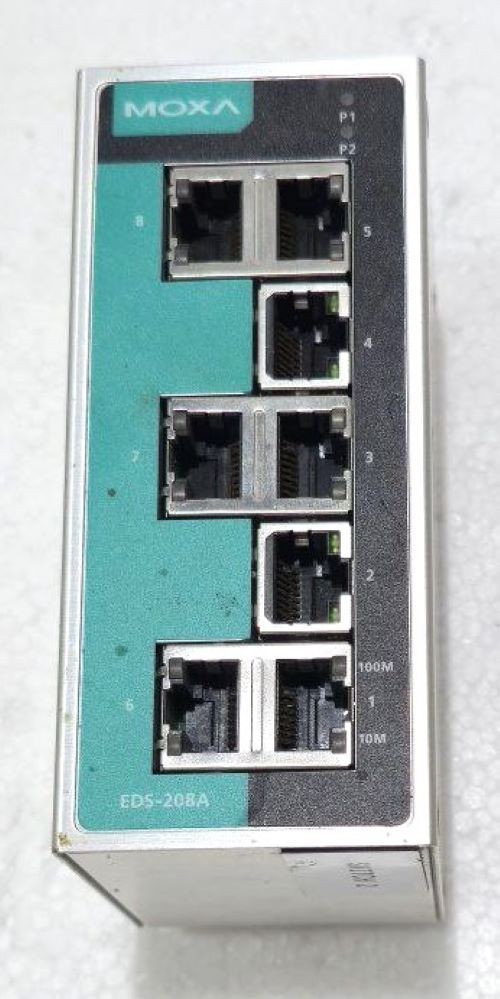 MOXA EDS 208A 326 8-PORT INDUSTRIAL ETHERNET UNMANAGED SWITCH 12/24/48 VDC