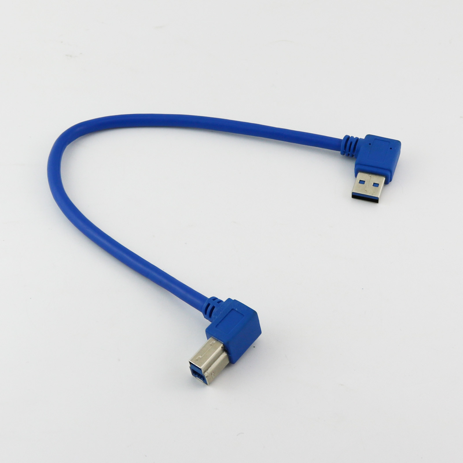 1pc 30cm USB 3.0 A Male To 3.0 B Male Printer Scanner Data Left Angle Cable Blue