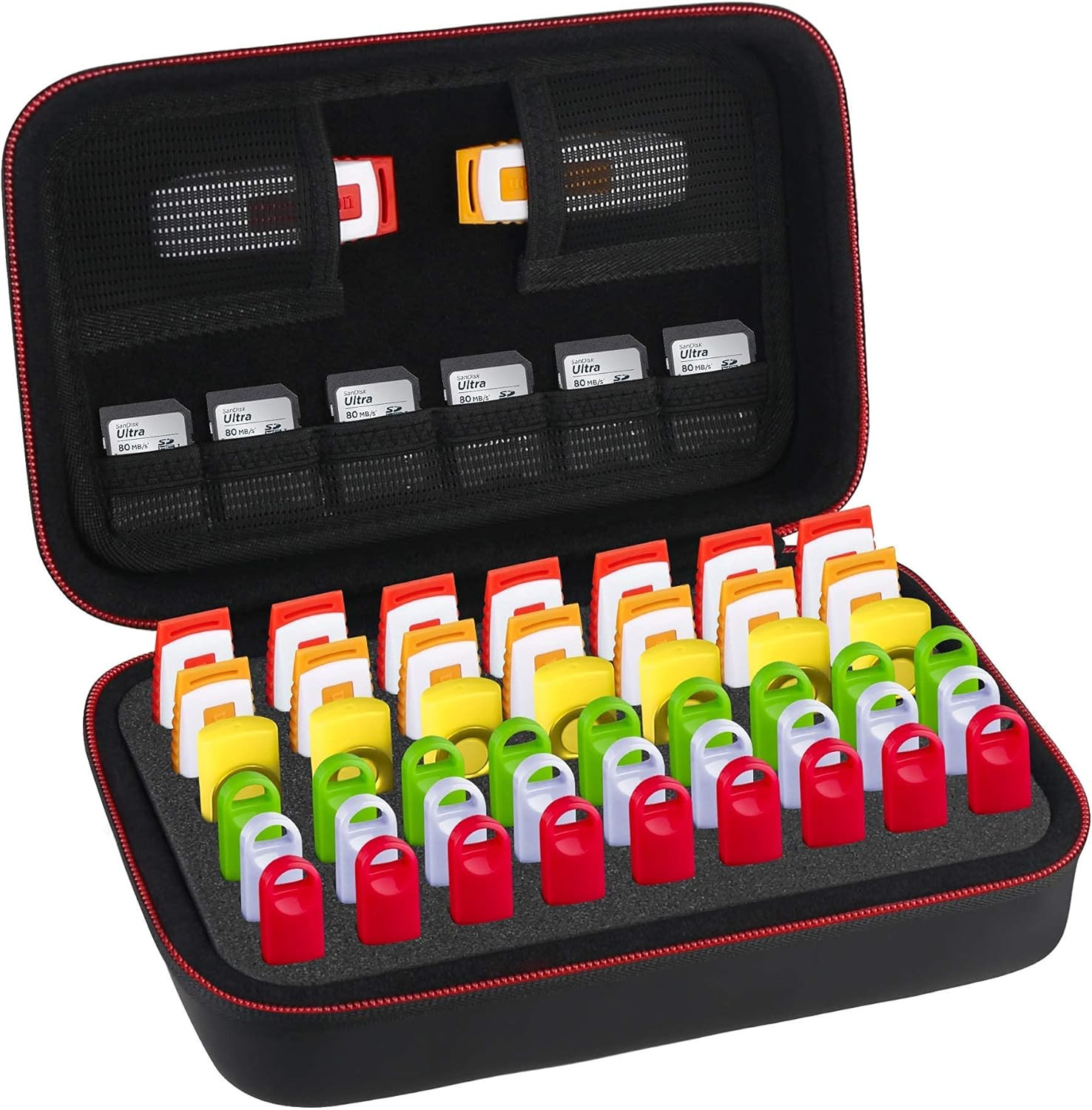 BOVKE Flash Drive Case SD Card Holder 48 Slots USB Storage Case Thumb Drive Memo