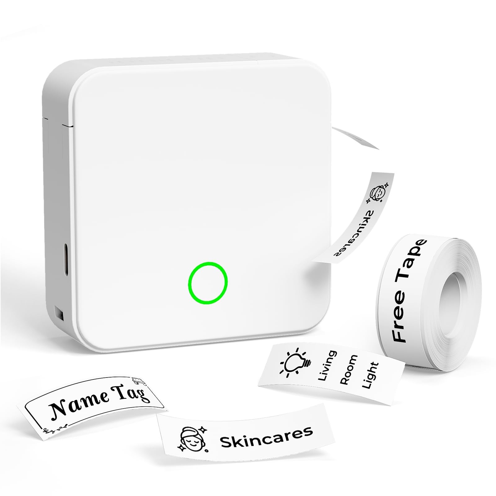 Label Maker Machine Tape P0 Rechargeable Bluetooth Mini Printer Thermal White