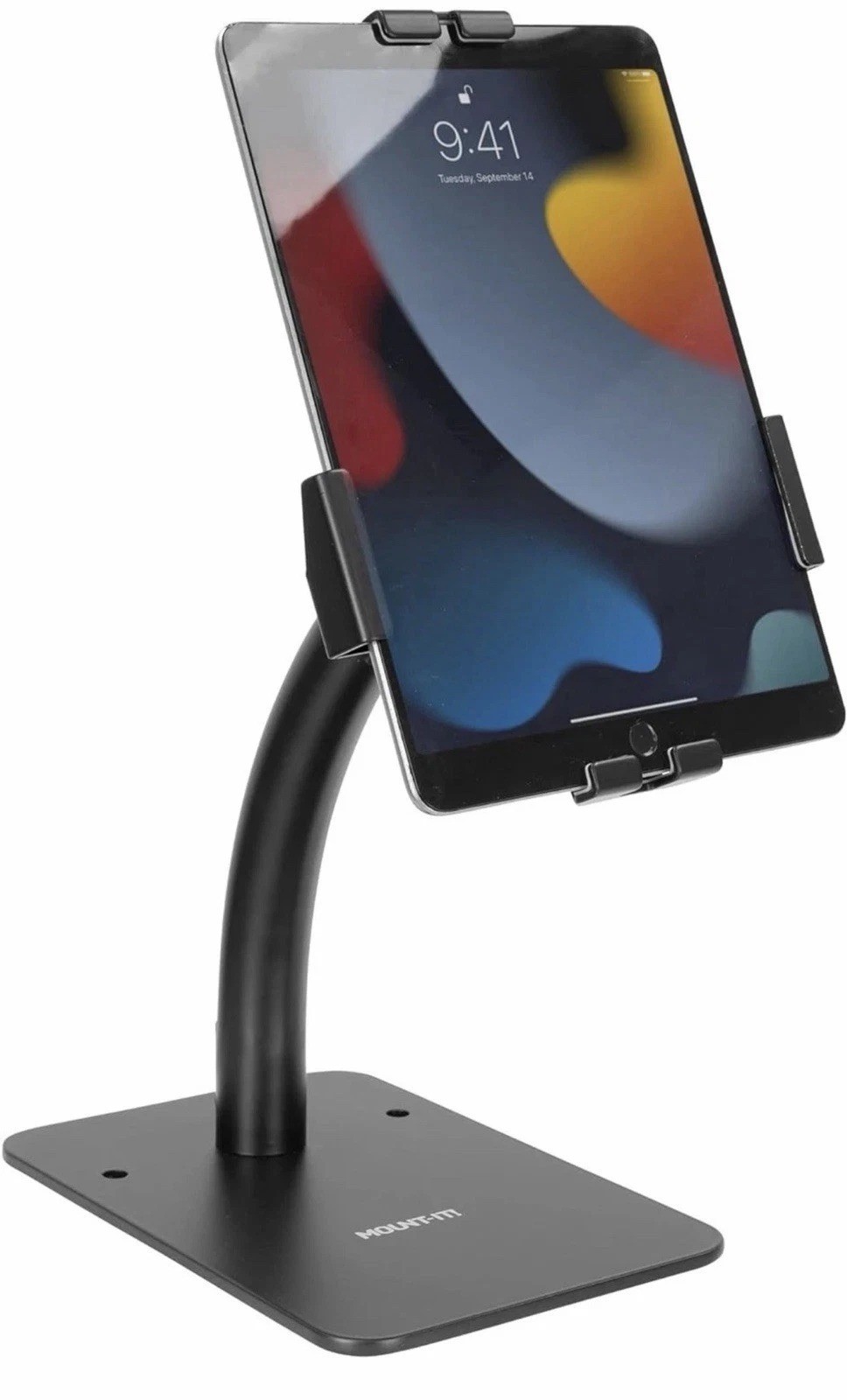Mount-It Anti-Theft Tablet IPad Kiosk Countertop Stand | Universal Fit Black