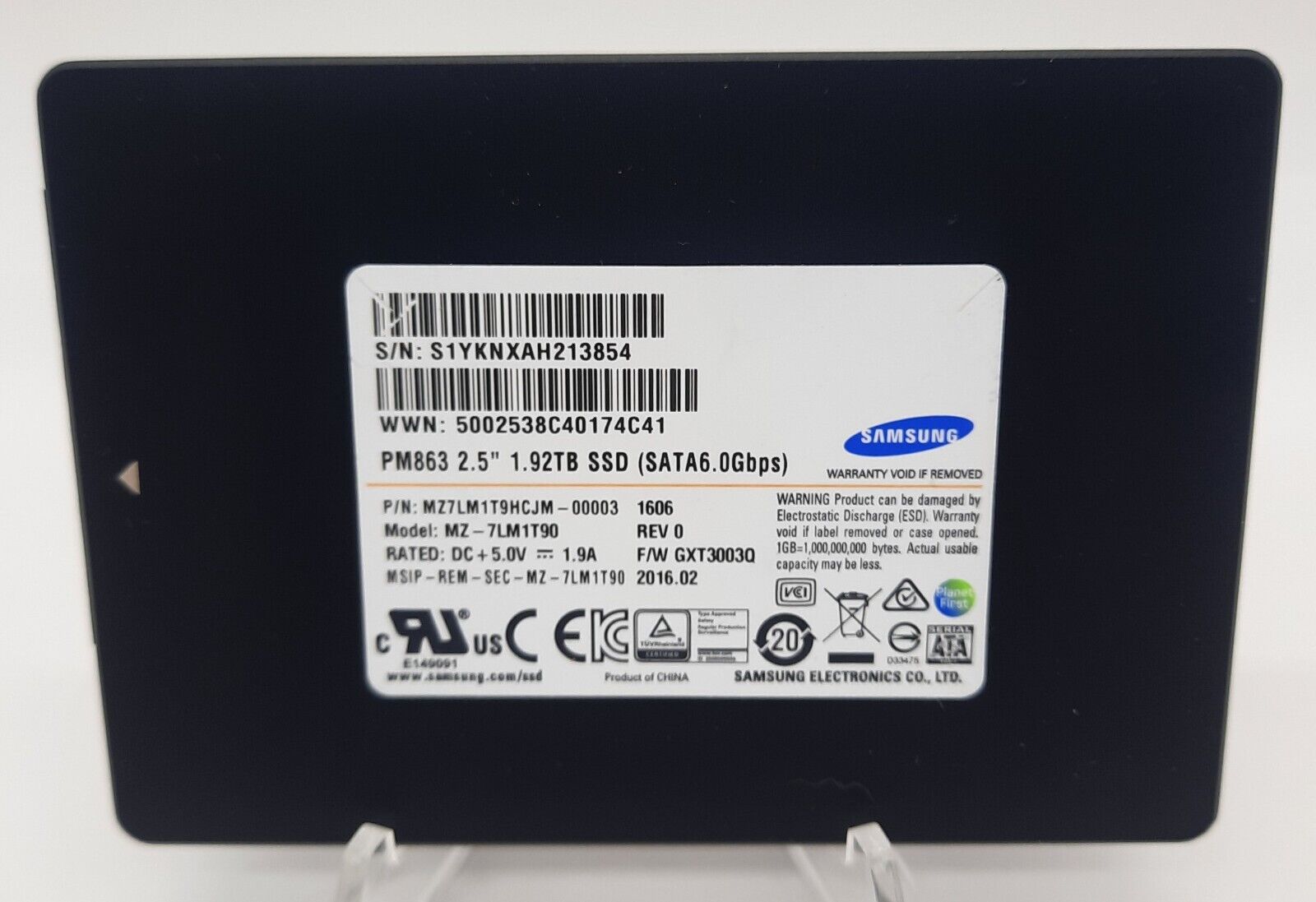 1.92TB SSD SATA 2.5 SAMSUNG MZ-7LM1T90 PM863 MZ7LM1T9HCJM  Tested 95%+