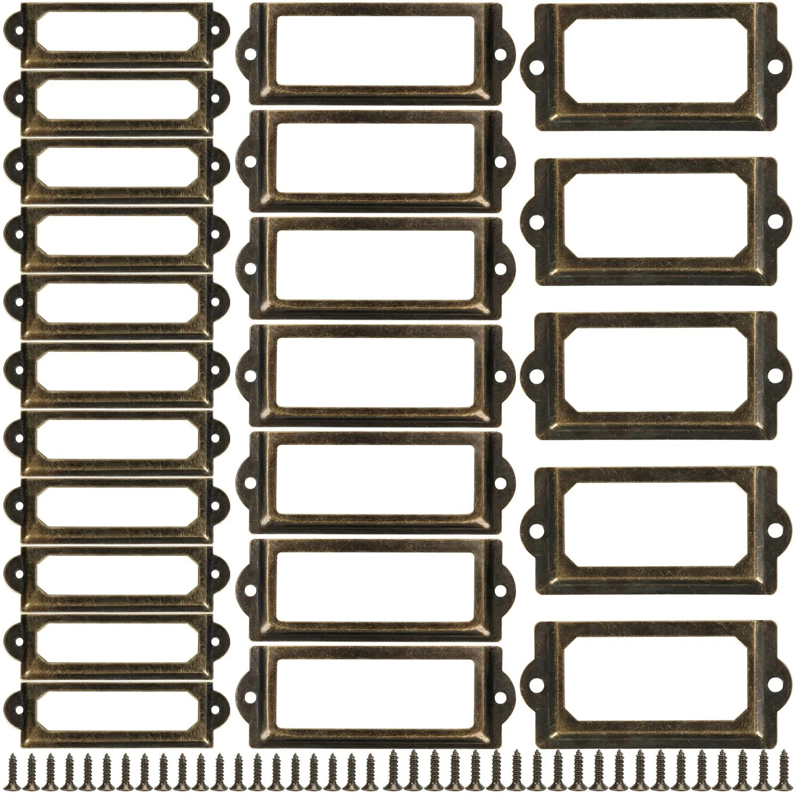 Office Library File Drawer Cabinet Card Tag Label Holder Metal Frame 3 Sizes