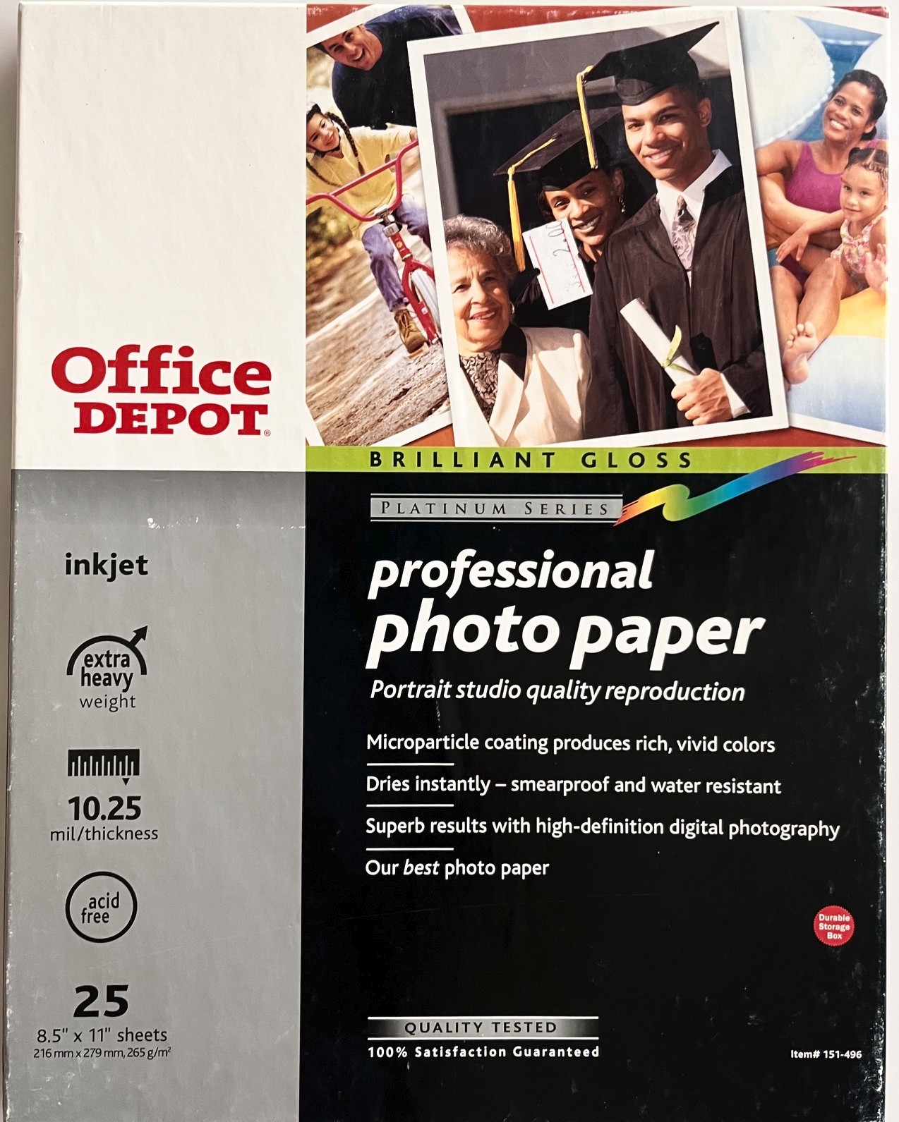 Office Depot 151-496 Pro Photo Paper 8.5 x 11  Brilliant Gloss 25 Sheets - OB