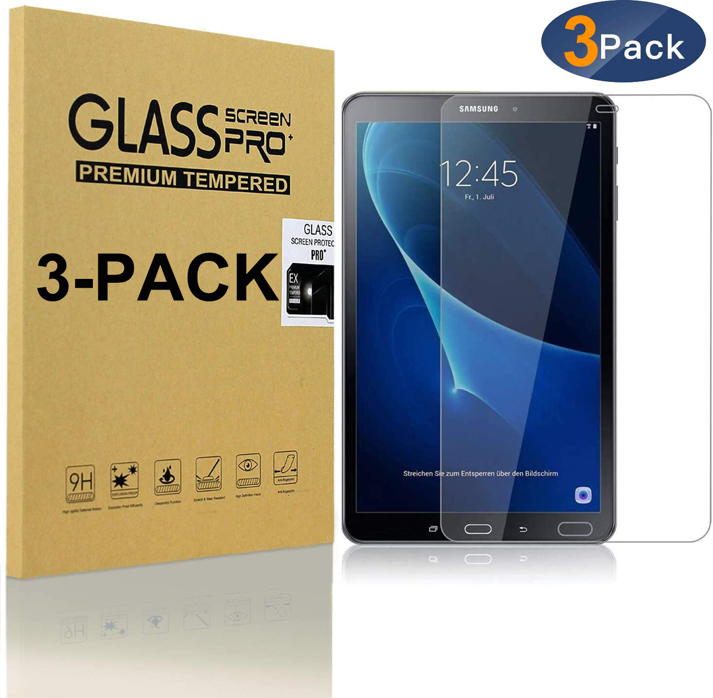 3-Pack Tempered Glass Screen Protector For Samsung Galaxy Tab A 10.1 SM-T580