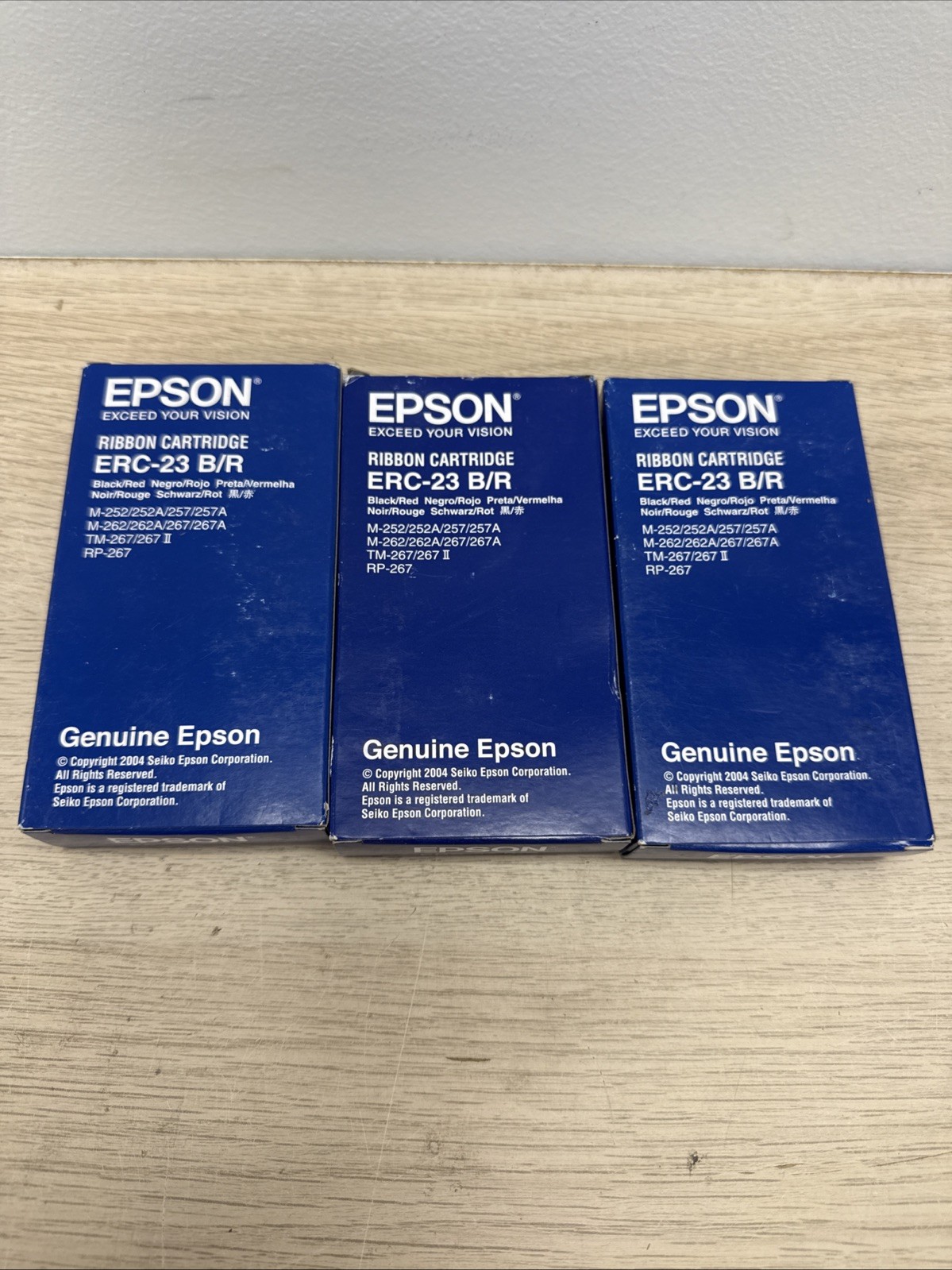 Lot Of 3 Genuine Epson Print Ribbon Cartridge ERC-23 B/R black/red