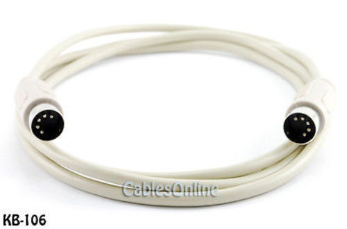 6 feet DIN-5 (Pin) Male to Male MIDI or AT Keyboard Cable, CablesOnline KB-106