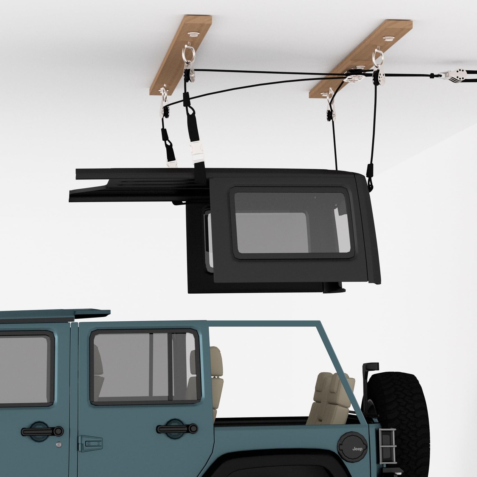 Hard Top Removal Lift for Jeep Wrangler JL JK Models and Ford Bronco, 12ft Ha...
