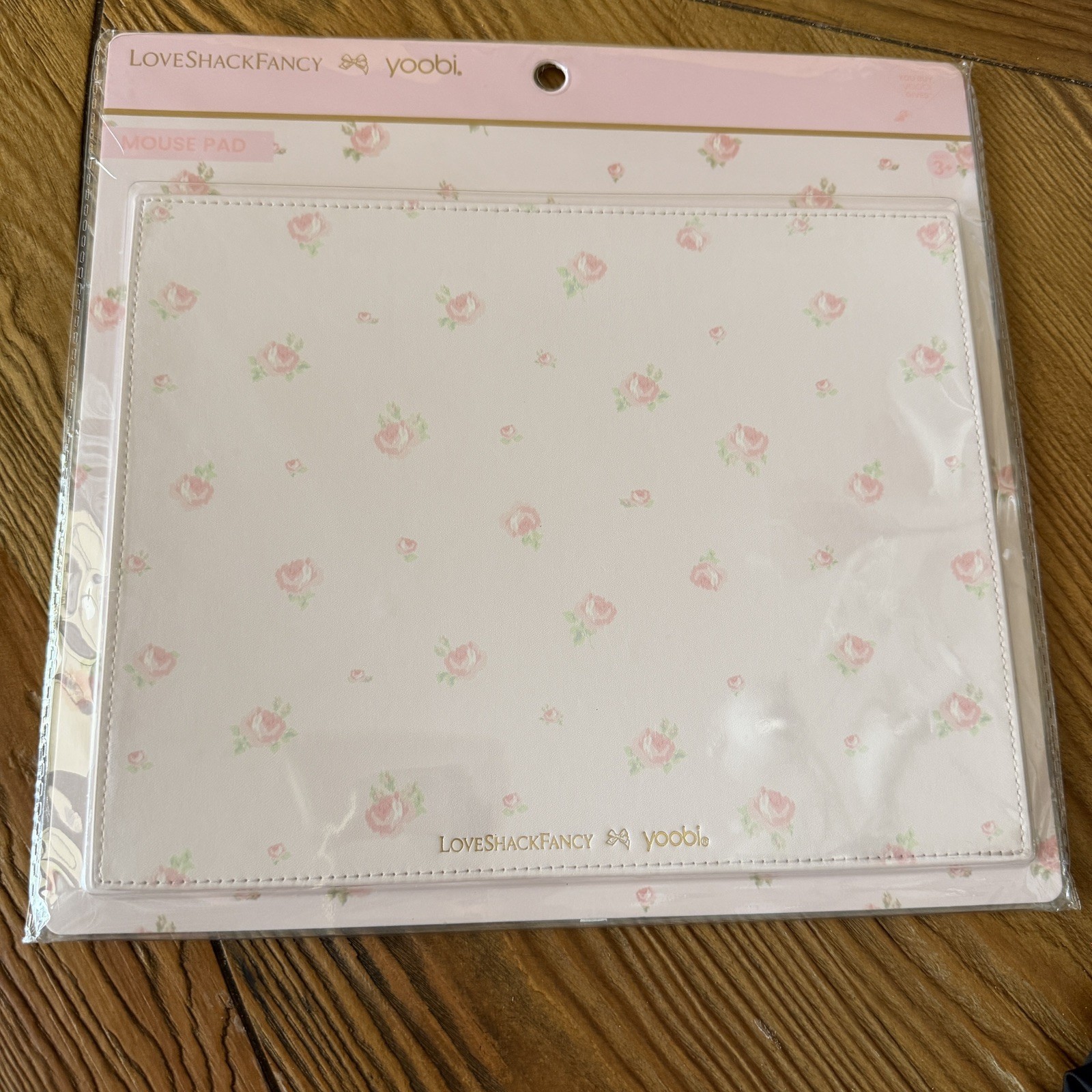 yoobi x LoveShackFancy Patterned Floral Mouse Pad White Pink Green new