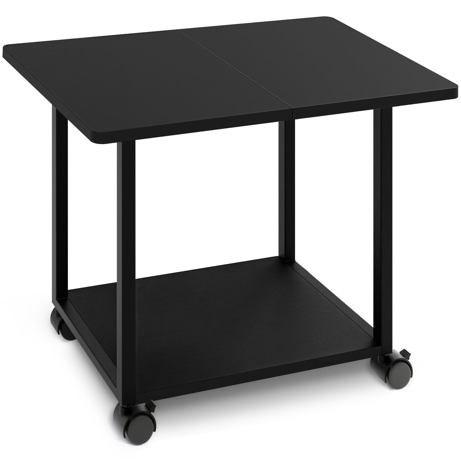 22x15.75 Inch Large Under Desk Printer Stand Storage Shelf 2Tier Black